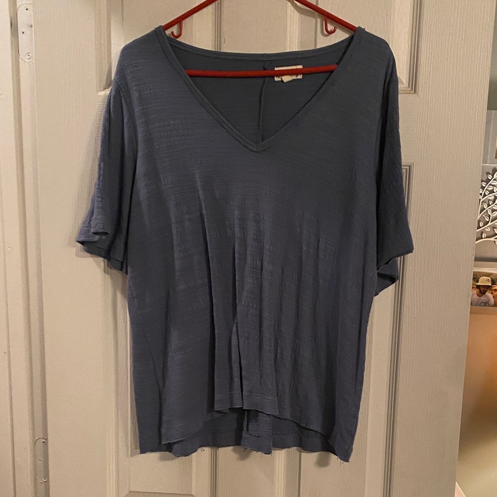 Wonderly Slate Blue V-Neck Short Sleeve Top